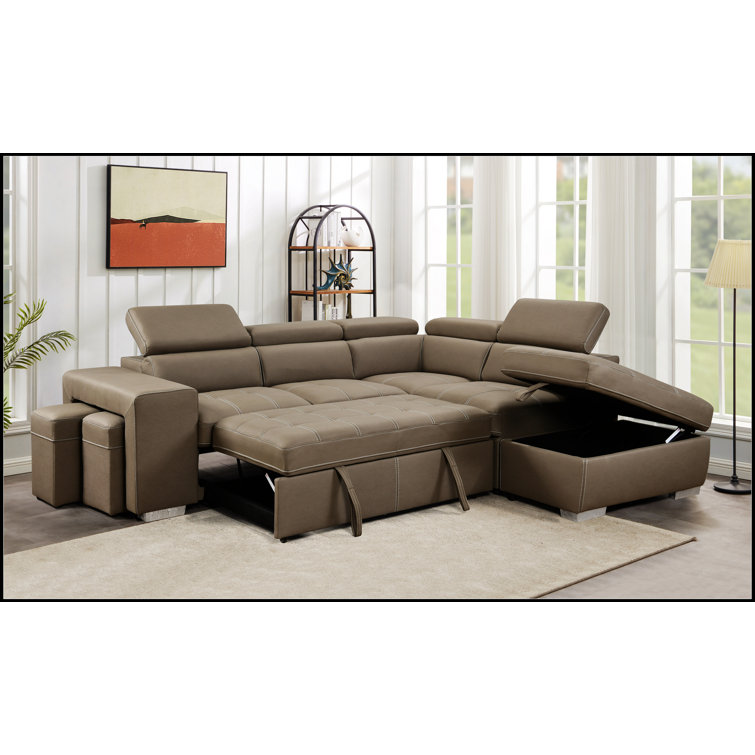 Latitude Run® 105" Sectional Sofa With Adjustable Headrest ,Sleeper